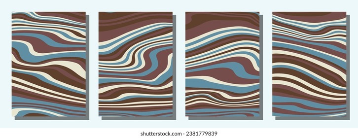 Abstract psychedelic groovy set background. Vector illustration.