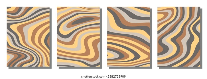 Abstract psychedelic groovy set background. Vector illustration.