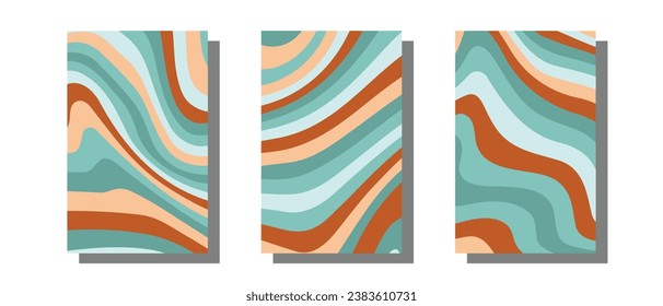 Abstract psychedelic groovy set background. Vector illustration.