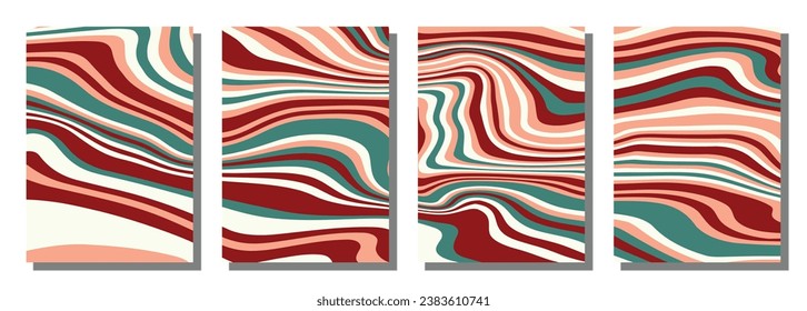 Abstract psychedelic groovy set background. Vector illustration.