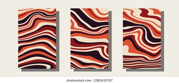 Abstract psychedelic groovy set background. Vector illustration.