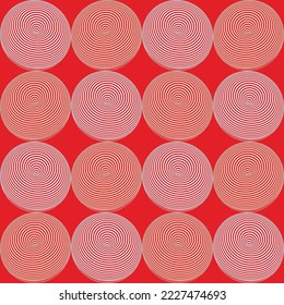 Resumen Círculos psicodélicos hipnóticos sin forma Objetos vectoriales 3D Patrón sin inconvenientes Colores de moda de moda Perfecto para la impresión de tela de alamante o envolver papel Monocromo Diseño Tonos rojos