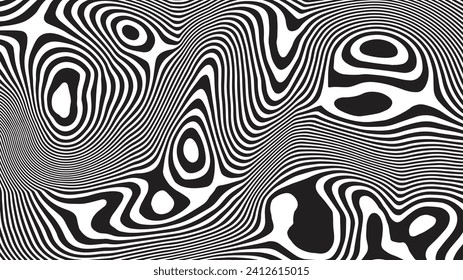 Abstract psychedelic line art pattern, modern wavy lines for header