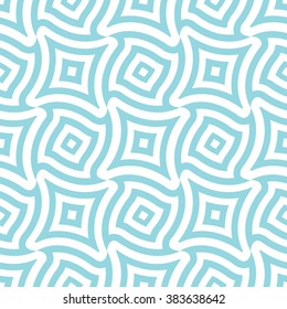 Abstract psychedelic lineart shapes seamless pattern. Blue