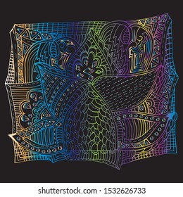 Abstract, psychedelic pattern, mosaic, geometric, hand-drawn