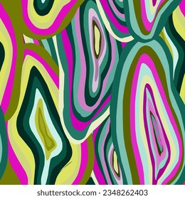 Abstract psychedelic pattern from stylized vintage colored elements. Vector seamless pattern