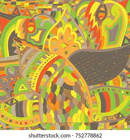 Abstract, psychedelic pattern .Vector illustration, bright, doodle