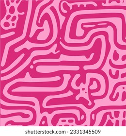 Resumen de fondo psicodélico rosa con formas abstractas en estilo retro hippie.