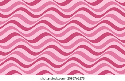 Abstract psychedelic pink wavy lines background. Optical illusion vector graphic