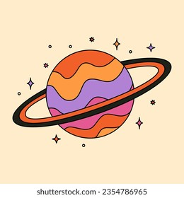 Abstract psychedelic planet and