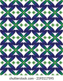 Abstract Psychedelic Retro Flowers Seamless Pattern Cross Stitch Shaped Multicolor Florals Perfect for Allover Fabric Print or Wrapping Paper White Blue Green Tones