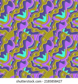 Abstract psychedelic seamless colorful artwork with unusual vector pattern