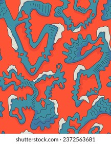 Abstract psychedelic seamless colorful artwork with hand drawn patterns