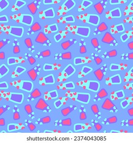 Abstract psychedelic seamless colorful artwork with hand drawn unique shapes