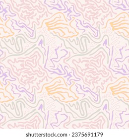 Abstract psychedelic seamless colorful artwork with hand drawn wave patterns