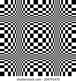Abstract psychedelic seamless pattern, background.  Black and white. Optical illusion. Vector illustration EPS10