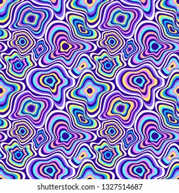 Abstract psychedelic seamless pattern in bright color palette