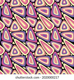Abstract psychedelic seamless pattern. Bright Irregular Mosaic with colorful triangle, geometric shape shard. Multicolor vector background for print textile, fabric, wrapping, gift paper, wallpaper