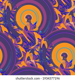 Abstract psychedelic seamless  pattern for textile, texture, prints