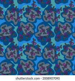 Abstract psychedelic seamless pattern with unique wave elements