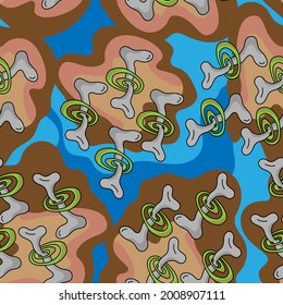 Abstract psychedelic seamless pattern with unique wave elements