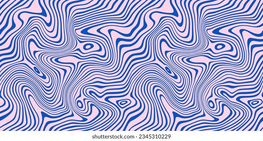 Abstract Psychedelic Seamless Pattern with Waves. Vector Trippy Liquid Background