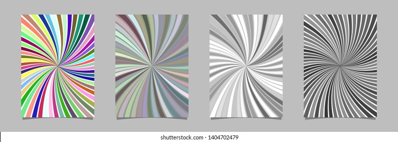Abstract psychedelic spiral ray burst stripe poster background template set - vector stationery designs