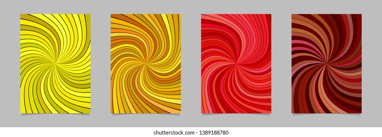 Abstract psychedelic spiral ray stripe poster background template set - vector stationery graphic designs