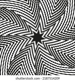 Abstract Psychedelic Star Optical Illusion. Vector illustration