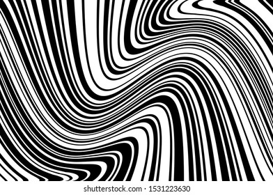Tiras psicodélicas abstractas para el diseño de papel pintado digital. Patrón de arte de línea. Textura de moda. Diseño monocromo. Plantilla de impresión vectorial. Patrón de líneas de curva geométrica. Concepto futurista.