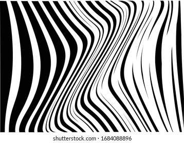 Tiras psicodélicas abstractas para el diseño de papel pintado digital. Patrón de arte de línea. Textura de moda. Diseño monocromo. Plantilla de impresión vectorial. Patrón de líneas de curva geométrica. Concepto futurista