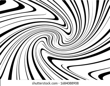 Abstract psychedelic stripes for digital wallpaper design. Line art pattern. Trendy texture. Monochrome design. Vector print template. Geometry curve lines pattern. Futuristic concept