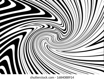 Abstract psychedelic stripes for digital wallpaper design. Line art pattern. Trendy texture. Monochrome design. Vector print template. Geometry curve lines pattern. Futuristic concept