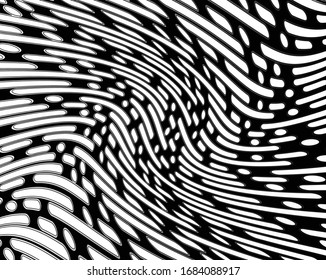 Abstract psychedelic stripes for digital wallpaper design. Line art pattern. Trendy texture. Monochrome design. Vector print template. Geometry curve lines pattern. Futuristic concept