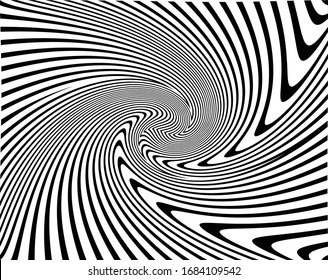 Abstract psychedelic stripes for digital wallpaper design. Line art pattern. Trendy texture. Monochrome design. Vector print template. Geometry curve lines pattern. Futuristic concept