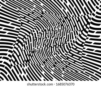 Tiras psicodélicas abstractas para el diseño de papel pintado digital. Patrón de arte de línea. Textura de moda. Diseño monocromo. Plantilla de impresión vectorial. Patrón de líneas de curva geométrica. Concepto futurista