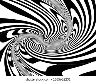Abstract psychedelic stripes for digital wallpaper design. Line art pattern. Trendy texture. Monochrome design. Vector print template. Geometry curve lines pattern. Futuristic concept