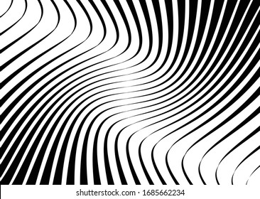 Tiras psicodélicas abstractas para el diseño de papel pintado digital. Patrón de arte de línea. Textura de moda. Diseño monocromo. Plantilla de impresión vectorial. Patrón de líneas de curva geométrica. Concepto futurista