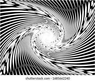Abstract psychedelic stripes for digital wallpaper design. Line art pattern. Trendy texture. Monochrome design. Vector print template. Geometry curve lines pattern. Futuristic concept