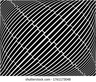 Abstract psychedelic stripes for digital wallpaper design. Line art pattern. Trendy texture. Monochrome design. Vector print template. Geometry curve lines pattern. Futuristic concept 