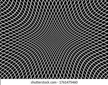 Resumen de rayas psicodélicas para el diseño digital de papel pintado. Patrón de arte de línea. Textura de moda. Diseño monocromo. Plantilla de impresión de vectores. Patrón de líneas de curva geométrica. Concepto futurista