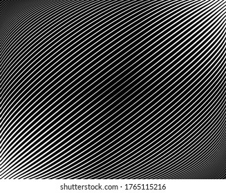 Abstract psychedelic stripes for digital wallpaper design. Line art pattern. Trendy texture. Monochrome design. Vector print template. Geometry curve lines pattern. Futuristic concept