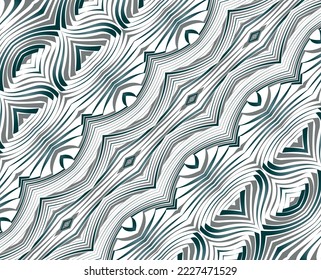Resumen de rayas psicodélicas para el diseño digital de papel pintado. Patrón de arte de línea. Diseño monocromo. Plantilla de impresión de vectores. Patrón de líneas de curva geométrica. Concepto futurista