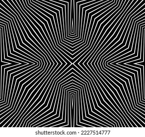 Abstract psychedelic stripes for digital wallpaper design. Line art pattern. Monochrome design. Vector print template. Geometry curve lines pattern. Futuristic concept