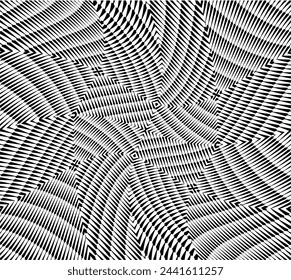 Abstract psychedelic stripes for digital wallpaper design. Line art pattern. Trendy texture. Monochrome design.Black and white. Geometry curve lines pattern. Futuristic concept