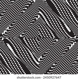 Abstract psychedelic stripes for digital wallpaper design. Line art pattern. Trendy texture. Monochrome design.Black and white. Geometry curve lines pattern. Futuristic concept