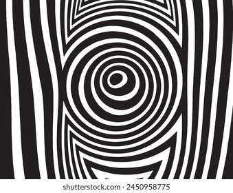  Abstract psychedelic stripes for digital wallpaper design. Line art pattern. Trendy texture. Monochrome design.Black and white. Geometry curve lines pattern. Futuristic concept