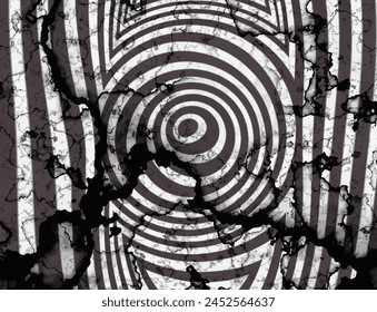 Abstractas rayas psicodélicas para el diseño de Fondos de pantalla digitales. Patrón de arte lineal. Textura de moda. Diseño monocromo.Blanco y negro. Patrón de líneas de curva de geometría. Concepto futurista
