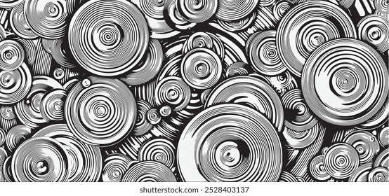  Abstract psychedelic stripes for digital wallpaper design. Line art pattern. Trendy texture. Monochrome design.Black and white. Geometry curve lines pattern. Futuristic concept