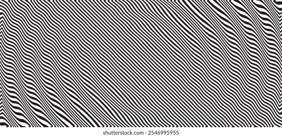 Abstract psychedelic stripes for digital wallpaper design. Vortex form. Trendy texture. Monochrome design.Black and white. Geometry curve lines pattern. Futuristic concept